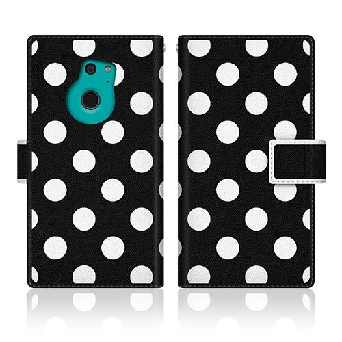 ARROWS Fit (F-01H) オリジナルデザイン 【 ドット モノクロ パターン ブラック ...