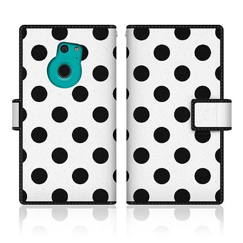 ARROWS Fit (F-01H) オリジナルデザイン 【 ドット モノクロ パターン ホワイト ...