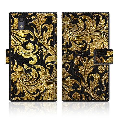 arrows NX (F-01K) オリジナルデザイン 【 クイーン ゴールド ダマスク &amp; ブラッ...