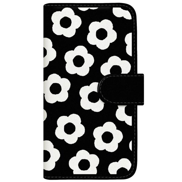 らくらくスマートフォン (F-42A) オリジナルデザイン 【 モノトーン デイジー フラワー クラ...