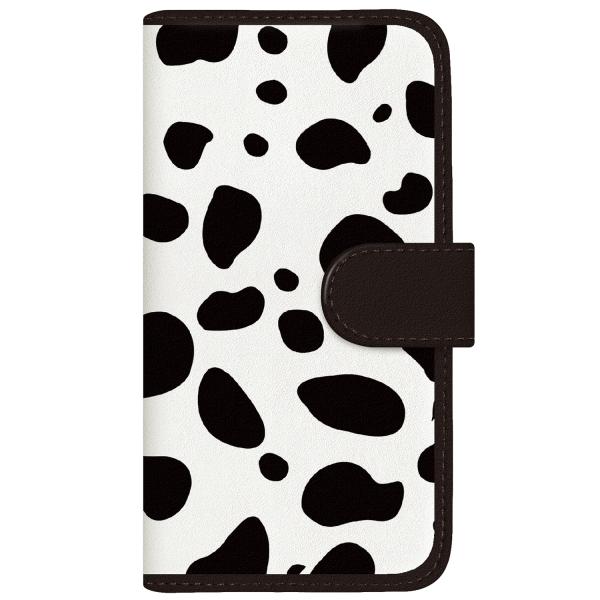 らくらくスマートフォン (F-42A) オリジナルデザイン 【 ダルメシアン柄 ウォレット モノクロ...