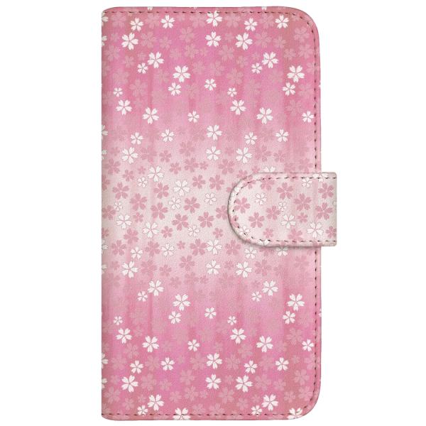 スマホケース 手帳型 全機種対応 厚手 CaseMarket 【 伝統 桜の模様 和柄 桃 ピンク ...