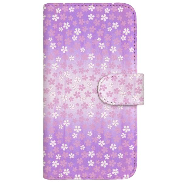 スマホケース 手帳型 全機種対応 厚手 CaseMarket 【 伝統 桜の模様 和柄 紫 パープル...