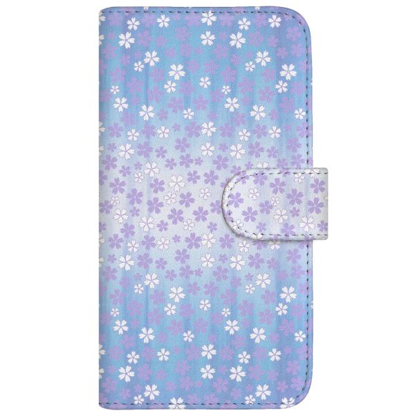 スマホケース 手帳型 全機種対応 厚手 CaseMarket 【 伝統 桜の模様 和柄 青 ブルー ...