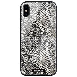 iPhone対応 スマホケース ガラス CaseMarket【 ヘビ柄 スネーク ダーク 】iPho...