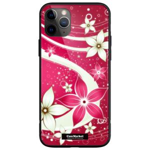 iPhone対応 スマホケース ガラス CaseMarket【 夏華の乱舞 和柄 ボタニカル 紅花と...