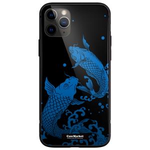 iPhone対応 スマホケース ガラス CaseMarket【 和柄 鯉の滝登り 青 】iPhone...