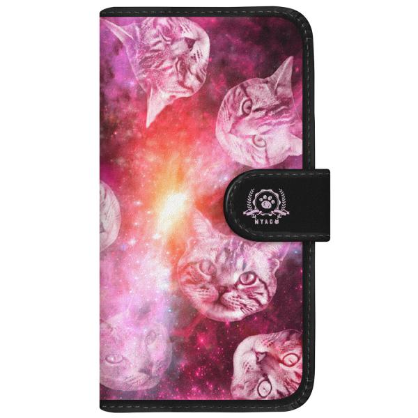 スマホケース 猫 手帳型 全機種対応 厚手 with NYAGO 【 NYAGO 宇宙柄 キャット ...