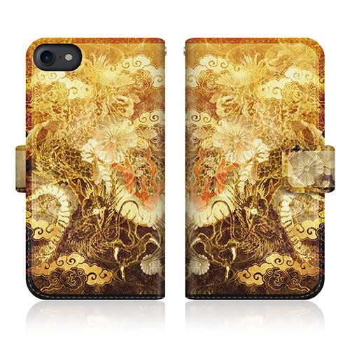 iPhone 7 (iPhone7) オリジナルデザイン 【 屏風 和柄 昇り金龍 菊花紋章 風雲 ...