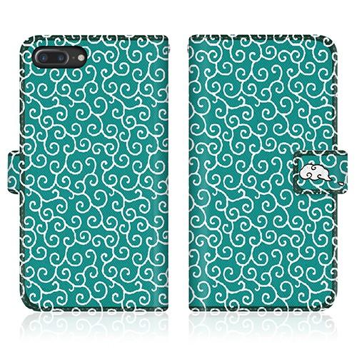 iPhone 7 Plus (iPhone7p) オリジナルデザイン 【 キュート 唐草模様 ミント...