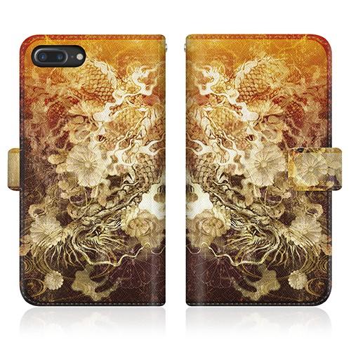 iPhone 7 Plus (iPhone7p) オリジナルデザイン 【 屏風 和柄 昇り黒龍 菊花...