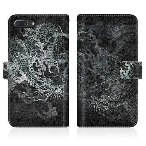 iPhone 7 Plus (iPhone7p) オリジナルデザイン 【 龍の咆哮 - 黒 ダイアリ...