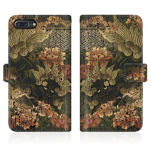 iPhone 7 Plus (iPhone7p) オリジナルデザイン 【 獅子牡丹 スリム ダイアリ...