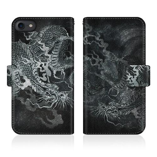 iPhone 8 (iPhone8) オリジナルデザイン 【 龍の咆哮 - 黒 ダイアリー  】