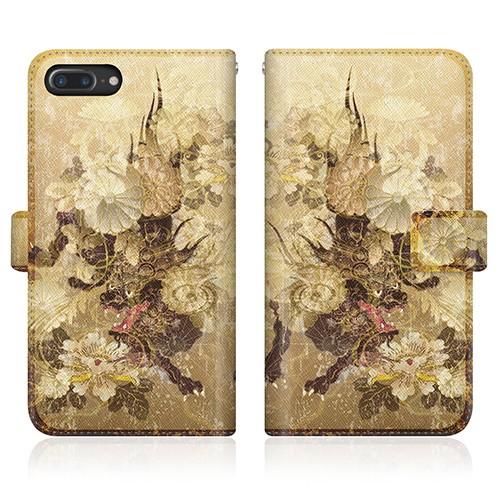 iPhone 8 Plus (iPhone8p) オリジナルデザイン 【 屏風 和柄 雲 獅子 菊花...