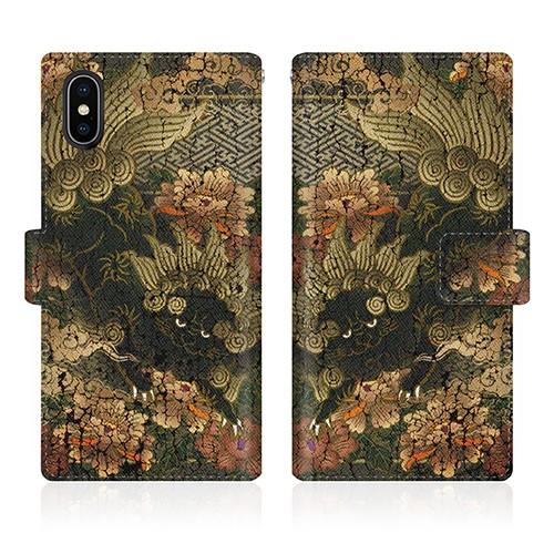 iPhone X (iPhoneX) オリジナルデザイン 【 獅子牡丹 スリム ダイアリー  】