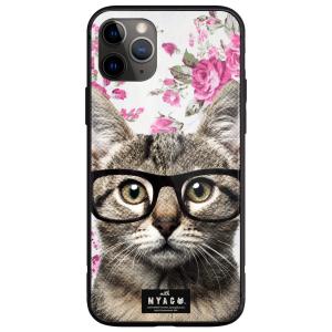 iPhone X (iPhoneX) NYAGO ノート キュート メガネ フェイス キャット  -...