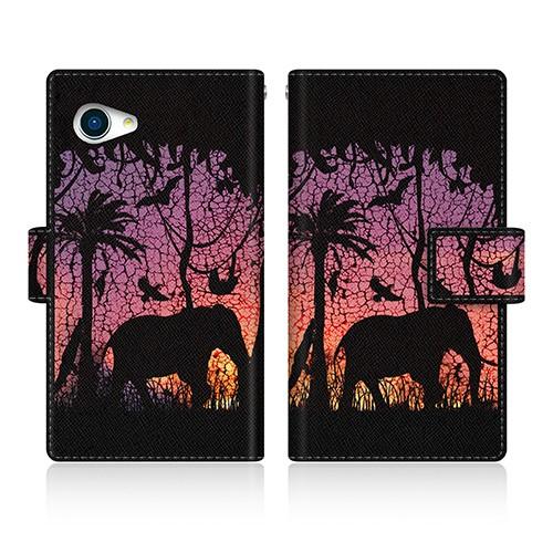 AQUOS Compact (SH-02H) オリジナルデザイン 【 アニマル サンセット ブラック...