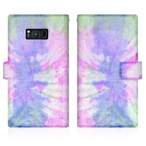 Android One (X1) オリジナルデザイン 【 タイダイ柄 パープル スリム ダイアリー ...