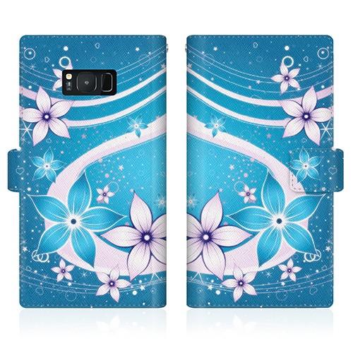 Android One (X1) オリジナルデザイン 【 夏華の乱舞 和柄 ボタニカル 蒼花と水流を...