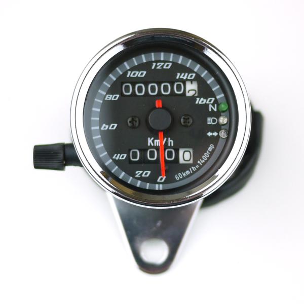 ブラックパネル 160km/h3連LEDインジケーター付きメーター 黒 FLH ショベル エボ 2:...