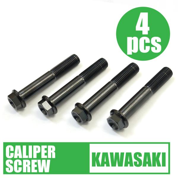 ZX-10R　16-用64チタン製フロントキャリパーマウントボルト4本セット ブラック Ti-6Al...