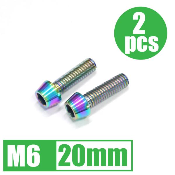 64チタン合金ボルト M6×20mm P1.0 2本セット テーパーキャップ ゆうパケット対応 焼き...
