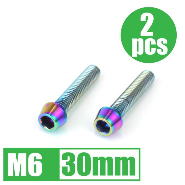 64チタン合金ボルト M6×30mm P1.0 2本セット テーパーキャップ ゆうパケット対応 焼き...