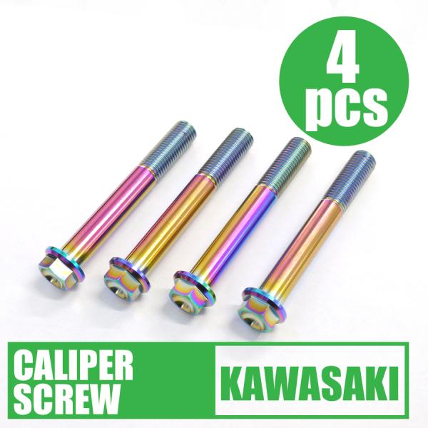 ZX-10R　08-15用64チタン製フロントキャリパーマウントボルト4本セット 焼き色 レインボー...