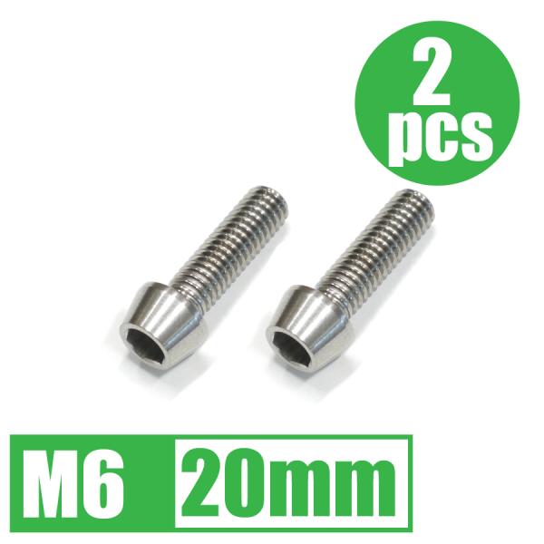64チタン合金ボルト M6×20mm P1.0 2本セット テーパーキャップ ゆうパケット対応 焼き...