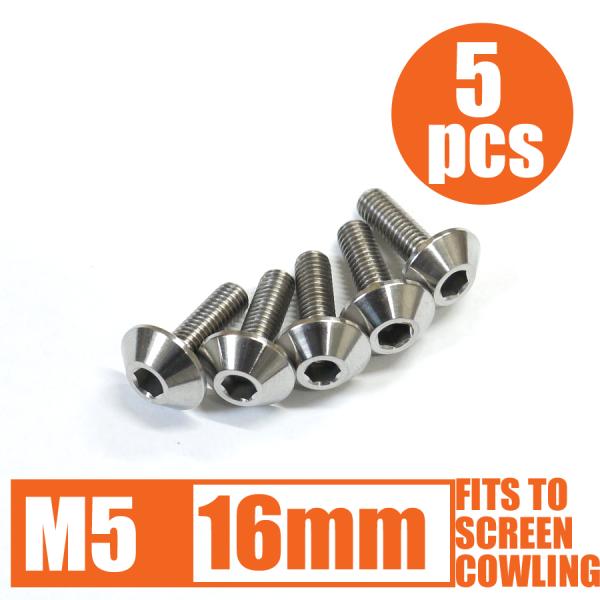 64チタン製スクリーンボルト M5×16mm P0.8 5本セット ゆうパケット対応 ナチュラル T...