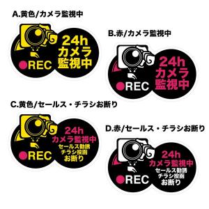 W丸型防犯カメラ作動中ステッカー　監視カメラ　セキュリティ 　security camera　24時間監視中　チラシ投函　セールス勧誘お断り