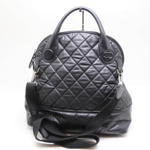 中古品 シャネル 巾着 ショルダーバッグ ブラック コットン ノベルティ