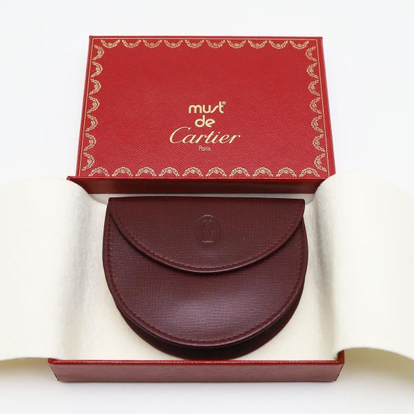 【中古良品】カルティエ　マストライン　コインケース　ボルドー　レザー　小銭入れ　Cartier