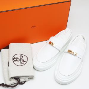 □新同□ エルメス ケリー ローファー シューズ 靴 レザー ブラウン 茶