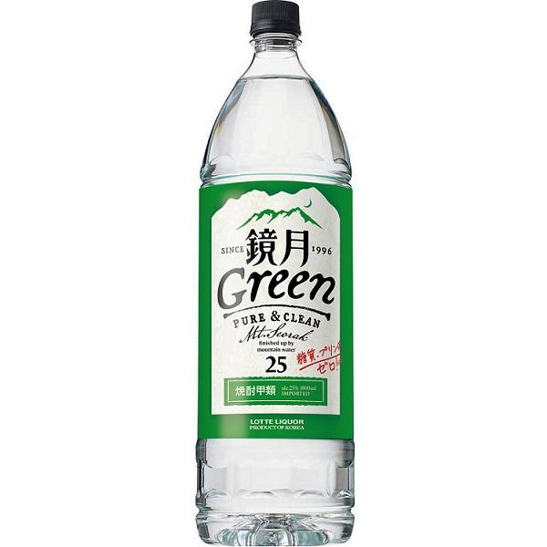 送料無料 鏡月グリーン 25° 1.8Ｌ×6本 ケース