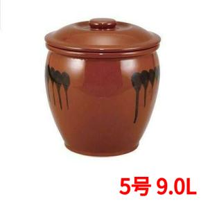 日本製 陶器製 漬物容器 常滑焼 久松窯 かめ 切立 ガラス蓋付 9.0L (5