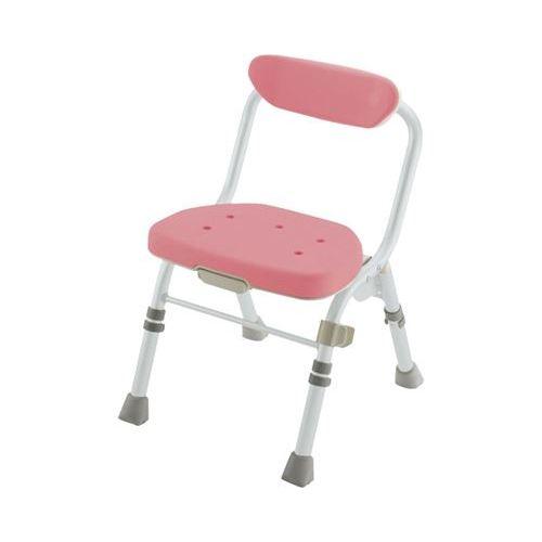 折りたたみシャワーチェア M型 背付H/【47941 ピンク】×1組/業務用/新品/送料無料