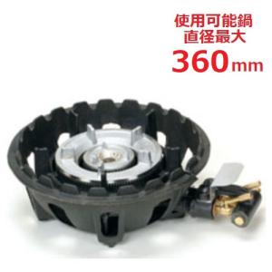 鋳物コンロ 卓上型 二重 羽根付 種火無 TS-218 全長415×直径330×高さ140(mm)/業務用//