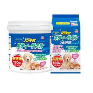 犬猫用 JOYPET ボディータオル ペット用 お徳用 130枚入＋つめかえ用 100枚｜inc-japan