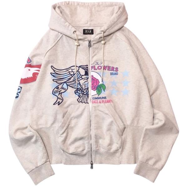 フェイクアズフラワー FAF Printed Zip Up Hoodie gray FAF-0041...