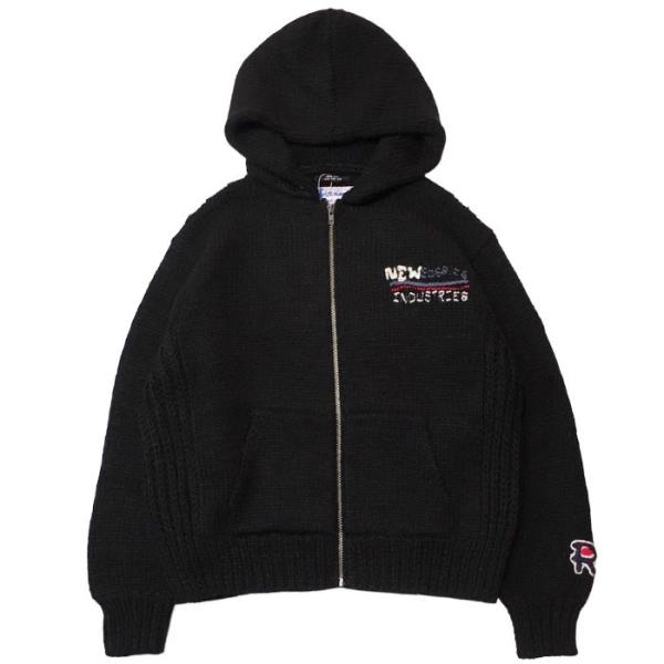 RICE NINE TEN ライスナインテン Hand Knit Zip Up Hooded Swe...