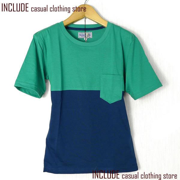 バイカラーポケット半袖Tシャツクルーネックメンズ L 送料込 クリックポスト