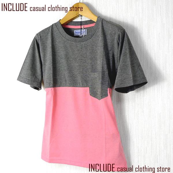 バイカラーポケット半袖Tシャツクルーネックメンズ XL 送料込 クリックポスト