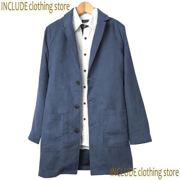 チェスターコート ポリエステル スエード ハーフコート ショップコート シングルコート メンズ M ...
