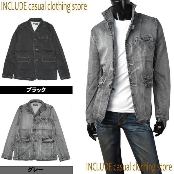 イタリアンカラー ジャケット テーラードジャケット ストレッチ デニム スプリングジャケット メンズ