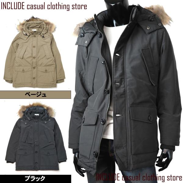 送料無料 フーデッド 中綿ジャケット マウンテンパーカー リアルファー メンズ M L LL(XL)