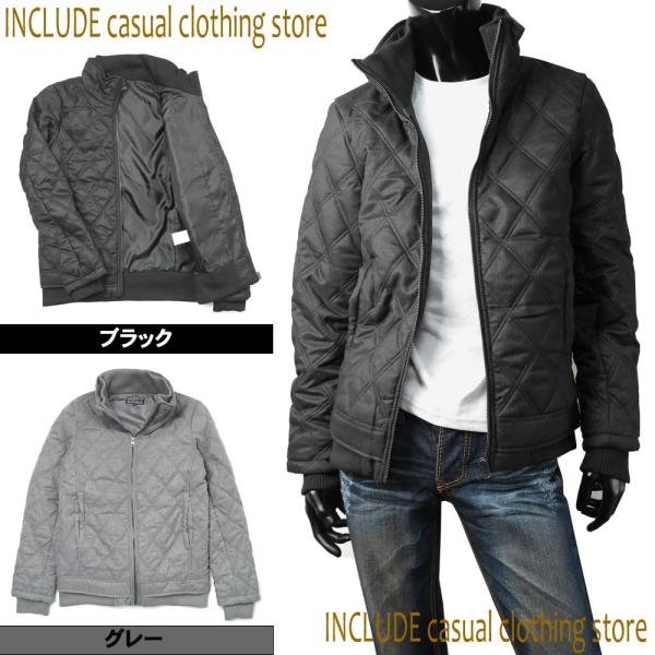 中綿ジャケット ダイヤキルト 衿リブ 中綿JKT ブルゾン メンズ