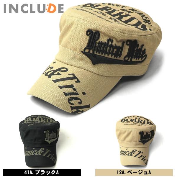 キャンバス　刺繍 プリント　ワークキャップ アツモリ刺繍 英字 フリー