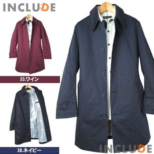 超撥水加工 ステンカラーコート スプリングコート ハーフコート メンズ ネイビー ワイン 新卒 新社...